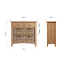 Shrewsbury Light Oak Cabinet 2 Drawer 4 Basket 80 x 30 x 75 cm
