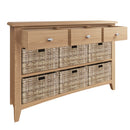 Shrewsbury Light Oak Storage Cabinet Unit 3 Drawer 6 Basket 110 x 30 x 75 cm