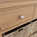 Shrewsbury Light Oak Storage Cabinet Unit 3 Drawer 6 Basket 110 x 30 x 75 cm