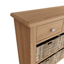 Shrewsbury Light Oak Storage Cabinet Unit 3 Drawer 6 Basket 110 x 30 x 75 cm