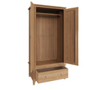 Shrewsbury Light Oak Wardrobe Double with Drawer 90 x 52 x 185 cm