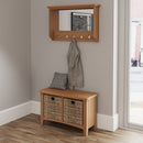Shrewsbury Light Oak Wall Coat Rack with Mirror 80 x 15 x 50 cm