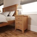 Shrewsbury Light Oak Bedside Table with 3 Drawers 42 x 35 x 58 cm
