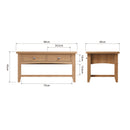 Shrewsbury Light Oak Large Coffee Table 90 x 50 x 45 cm