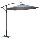 Outsunny 3(m) LED Patio Banana Umbrella Cantilever Parasol w/ Crank, Grey