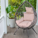 Outsunny Wicker Rattan Outdoor Egg Chair with 4 Legs Beige