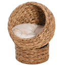 PawHut Wicker Cat House, Raised Cat Bed with Cylindrical Base, 42 x 33 x 52cm