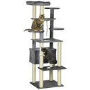 PawHut 184cm Cat Tree for Indoor Cats, Modern Cat Tower with Cat Bed - Grey