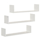 HOMCOM Set of 3 Wooden Floating Shelves Wall Mount CD DVD Storage Display White