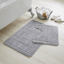 Greek Key Silver Patterned 2 Piece Bath Mat Set