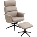 HOMCOM Swivel Recliner Chair w/ Ottoman Adjustable and Removable Headrest Khaki
