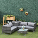 Outsunny 4Pcs Patio Rattan Sofa Garden Furniture Set Table w/ Cushions 4 Seater