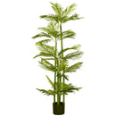 HOMCOM Artificial Plant Tropical Palm in Pot with 45 leaves, Potted Fake Plants for Home Indoor Outdoor Decor, 140 cm, Green