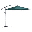 Outsunny 3m Garden Banana Parasol Cantilever Umbrella w/Crank& Base, Dark Green
