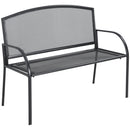 Outsunny 2 Seater Metal Garden Bench Outdoor Furniture for Porch Lawn Grey
