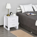 HOMCOM Bedside Table with 2 Drawers 54x48x39cm - White