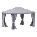 Outsunny 4 x 3(m) Patio Gazebo Garden Shelter w/ Curtains and Netting, Grey