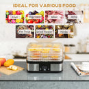 HOMCOM Food Dehydrator 5 Tier 245W - Stainless Steel