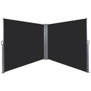 Outsunny Retractable Double Side Awning Screen Fence Privacy Dark Grey, 6x1.6m