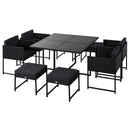 Outsunny 9pc Patio Rattan Furniture Set Outdoor Wicker Dining Set w/ Footstool
