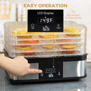 HOMCOM Food Dehydrator 5 Tier 245W - Stainless Steel