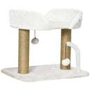 PawHut 42cm Indoor Cat Tree, Kitty Play Tower w/ Toy Balls, Jute Scratching Post