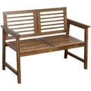 Outsunny 2-Seater Wooden Garden Bench w/ Backrest and Armrest for Yard Brown