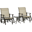 Outsunny 3PCS Outdoor Gliding Chairs w/ Table Set Patio Garden Furniture Khaki