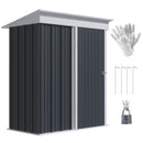 Outsunny Steel Garden Shed, Small  Lean-to Shed for Bike Tool, 5x3 ft Dark Grey