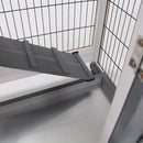 Two Level Rabbit Hutch - Grey & White