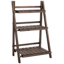 Outsunny 3-Tier Wooden  Shelf Foldable Flower Pots Holder Stand Indoor Outdoor