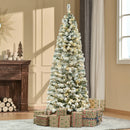HOMCOM Christmas Tree Snow Flocked Slim 6' with 250 Warm White LED Lights