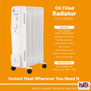 Lewis's Oil Filled Radiator 9 Fin - 2000w White