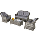 Outsunny 4 PCs Rattan Wicker Sofa Set Outdoor Conservatory Furniture w/ Cushion