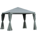 Outsunny 3(m) Outdoor Gazebo Canopy Party Tent Aluminum Frame with Sidewalls