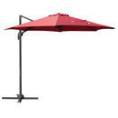 Outsunny Cantilever Roma Parasol 360° Rotation w/ Hand Crank & Base, Wine Red