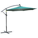 Outsunny 3(m) LED Patio Banana Umbrella Cantilever Parasol w/ Crank, Green