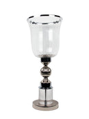 Mint Collection - Nickel Plated with Glass Candle Holder - Nickel 25x25x64cm