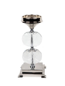 Mint Collection - Nickel Plated with Crystal and Glass Candle Holder - Nickel 14x11.5x46.5cm