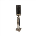 Mint Collection - Nickel Plated with Clear Glass Candle Holder - Nickel 12x12x61cm