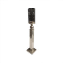 Mint Collection - Nickel Plated with Clear Glass Candle Holder - Nickel 12x12x68cm