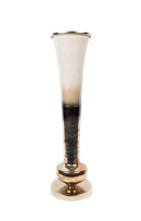Mint Collection - Glass Vase Cum Pillar Candle Holder With Aluminium Top & Base Small - 7.5x7.5x28.5cm