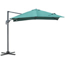 Outsunny Square Cantilever Roma Parasol 360° Rotation w/ Hand Crank, Green