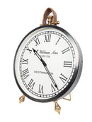 Mint Collection - Satin Grey Leather Table Clock - 36x5x48cm