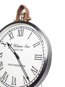 Mint Collection - Satin Grey Leather Table Clock - 36x5x48cm