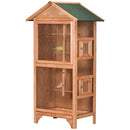 PawHut Wooden Bird Aviary, Outdoor Bird Cage for Finch, Canary w/ Tray - Orange