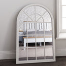 Small Arched Window Mirror  Distressed White 90 x 2.5 x 135 cm