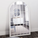 Large Arched Window Mirror Distressed White 105 x 3 x 177 cm