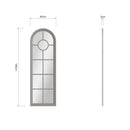 Narrow Arched Window Mirror Distressed Grey 60 x 3 x 180 cm