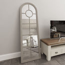 Narrow Arched Window Mirror Distressed White 60 x 3 x 180 cm